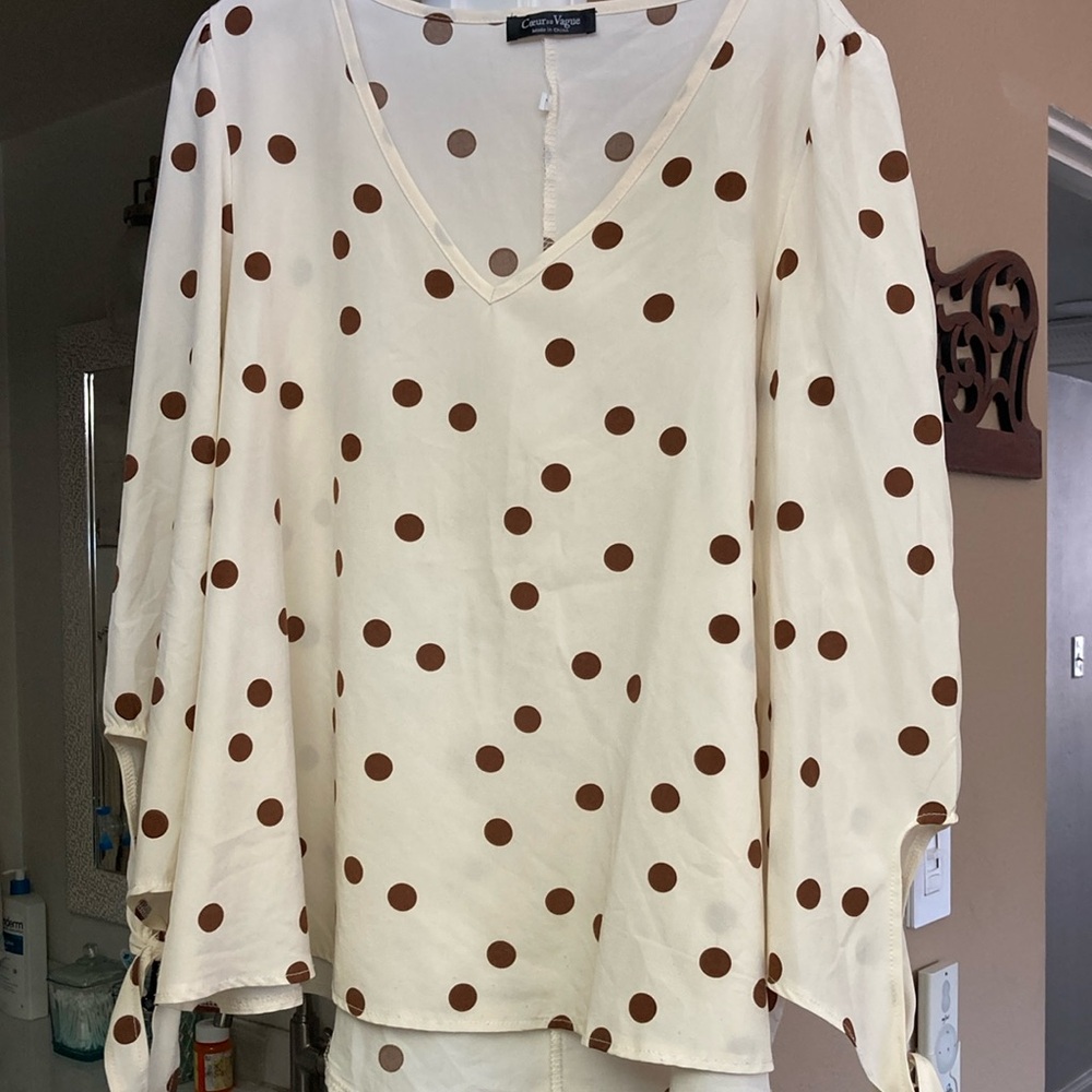 Cream 3/4 Sleeve Relaxed Blouse